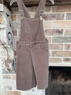 Sz 7 Take Note brown corduroy kids girls overall dress NWT